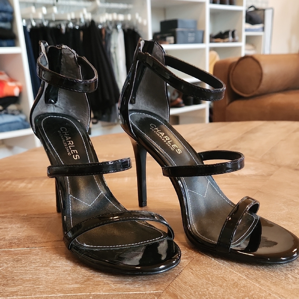 Charles David Black Stiletto Sandals